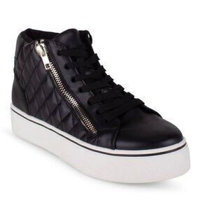 Wanted Hudson Quilted Black High Top Fashion Sneaker Mismatched Sizes 6 & 6.5